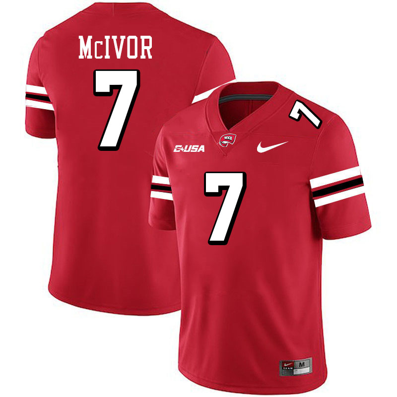 Maverick McIvor WKU Jersey, Western Kentucky Hilltoppers #7 Maverick McIvor Jersey Youth-Red